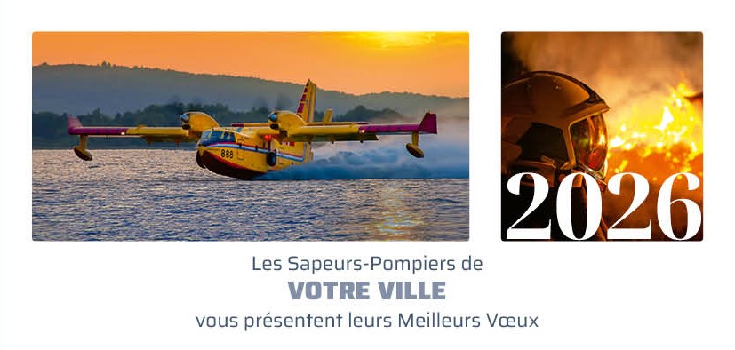 Carte de vœux festive pour pompiers 2025 Carte de vœux festive pour pompiers 2025