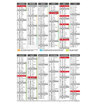 Calendriers de poche